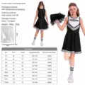 Set costume da cheerleader nero per bambini con vestito e pon pon, taglia da 110 a 175. - Nero + Fiori da Mano