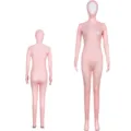 Pink full body zentai suit face opening spandex bodysuit stage performance costume tight - Kids 150 / Pink