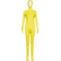 Yellow full body spandex zentai suit, open face stretch catsuit for party stage performance. - Kids 150 / Yellow