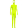Neon Yellow Full Body Zentai Suit Open Face Stretchy Spandex Bodysuit Costume Party - Fluorescent Yellow