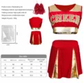 Red and gold cheerleading uniform set, milk silk material, comfortable dance costume. - Red