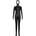 Black full body zentai bodysuit stretch tight skin suit for stage performance party cosplay. - Black