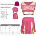 Cheerleading costume rose red crop top and pleated skirt set for women dance performance - S / Rose Red