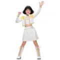 Kids white gold stage performance costume crop top skirt set for girls stage show - 110cm / Set