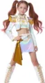 Kids K-pop Stage Cosplay Costume White Gradient Idol Performance Outfit with Long Boots - Kids 110cm / Milla