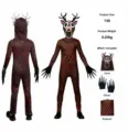 Kids Halloween scary deer monster cosplay costume bodysuit with hood and gloves for party. - Kids 150 / Horror Deer