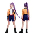 Kids K-POP Cosplay Costume Orange Top Blue Shorts with Purple Wig Halloween Stage Wear - 110cm / Set / 05 Rumi Kids Set (Top & Shorts)