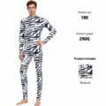 Men zebra print full body zentai bodysuit, 3D digital print stretch costume outfit. - 110 / Black and White