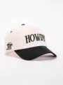 Stylish and trendy two-tone baseball cap with HOWDY embroidery and cowboy boot detail. - Adjustable / Beige And Black