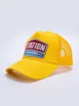 Kitrina kentimeni diktyoti petseta trucker me patch, anapneonta casual outdoor kapelo. - Ρυθμιζόμενο / Κίτρινο