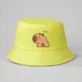 Gelber Fischerhut mit süßem Capybara Druck, Sonnenschutz Outdoor Sonnenhut für Reise Mode. - Einheitsgröße / Neongelb