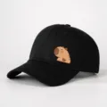 Schwarze Capybara Print Baseballkappe für Outdoor Freizeit, verstellbare Baumwollmütze. - Verstellbar / Schwarz