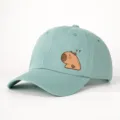 Süße Capybara Print Baseball Cap für Outdoor Freizeit, verstellbarer mintgrüner Baumwollhut. - Verstellbar / Wassergrün