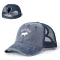 Gorra denim coleta con detalles de malla y estampado de alce grafico ajustable - Ajustable / Azul Marino