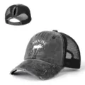 Gorra desgastada de cola de caballo con espalda de malla transpirable y detalle de alce. - Ajustable / Negro