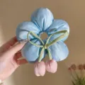 Elastico per capelli a forma di fiore blu con stelo verde e ciondolo a tulipano rosa pratico. - Tulipano Rosa Fiore Blu