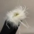 White feather hair claw clip fluffy plush shark clip for women elegant hair accessories - White Feather Shark Clip