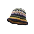 Chapeau bob coloré au crochet fait main, chapeau de pêcheur en tricot rayé rétro pour femmes. - M (56-58cm) / Rayé - Coloré
