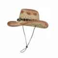 Chapeau de cowboy occidental en paille ajourée vintage, protection solaire avec perles. - M (56-58cm) / Kaki