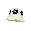Handmade knitted flower bucket hat for women, sweet Japanese style casual fisherman hat. - M (56-58cm) / Six-Petal Flower Style / Off White