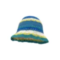 Colorblock Crochet Bucket Hat, Stylish Hollow Knit Fisherman Cap for Women, Spring Autumn - M (56-58cm) / Hollow Color Block - Blue