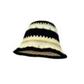 Knitted bucket hat, color-blocked crochet design, stylish sun protection basin hat variant. - M (56-58cm) / Hollow Color Block - Black