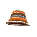 Handmade crochet bucket hat, stylish colorful striped hollow-out knit sun cap for women. - M (56-58cm) / Hollow Color Block - Orange