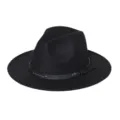 Klassieke zwarte fedora hoed met stijlvolle lederen band en metalen gesp voor herfst. - M (56-58cm) / Zwart