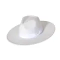 Λεπτομερής όψη λευκού μάλλινου καπέλου fedora με φιόγκο, κομψό βρετανικό στυλ φθινοπώρου. - M (56-58cm) / Λευκό