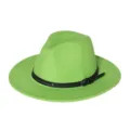 Groene vilt fedora hoed voor dames en heren, stijlvolle jazz hoed voor herfst winter. - M (56-58cm) / Fluorescerend Groen
