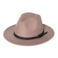 Klassieke kameel fedora hoed voor dames en heren, stijlvolle vilten hoed met zwarte riem. - M (56-58cm) / Lotusroze