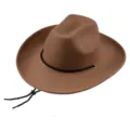 Chapeau cowboy western en feutre marron classique avec jugulaire tressée et large bord. - M (56-58cm) / Marron