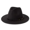 Klassischer schwarzer Filzhut Fedora mit elegantem Ledergürtel, stilvoller britischer Stil. - M (56-58cm) / Schwarz