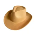Classic felt western cowboy hat detail, vintage fedora style with curved brim for autumn winter. - M (56-58cm) / Camel