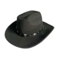 Black felt western cowboy hat for men and women, retro jazz fedora hat with metal studded band. - Black