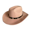 Women felt western cowboy hat vintage retro jazz hat stylish party fashion headwear detail - Lotus root pink