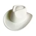 White felt cowboy hat close-up detail showing classic texture and curved brim design. - M (56-58cm) / White