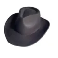 Detailed view of the black felt western cowboy hat, classic fedora style for autumn and winter. - M (56-58cm) / Black