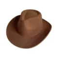 Brown wool fedora hat for men and women, vintage western cowboy hat for autumn and winter fashion. - M (56-58cm) / Coffee