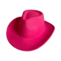 Close-up of a vibrant hot pink western cowboy hat showing smooth felt texture and crown. - M (56-58cm) / Rose Red