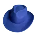 Blue wool fedora hat for men and women, classic retro western cowboy style for autumn. - M (56-58cm) / Sapphire Blue