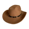 Brown felt western cowboy hat with metal studded black band, retro jazz fedora for unisex. - Dark Brown