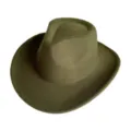 Classic army green wool fedora hat, vintage western cowboy style, perfect for autumn winter. - M (56-58cm) / Army Green