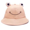 Cute frog bucket hat for women, casual cotton sun hat, lovely cartoon embroidered basin hat. - M (56-58cm) / Light Pink