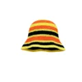 Women colorful striped crochet bucket hat autumn winter warm knitted fisherman hat fashion - M (56-58cm) / Vibrant Stripes - Orange Yellow
