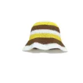 Women's Striped Knitted Crochet Bucket Hat Autumn Winter Casual Colorblock Fisherman Hat - M (56-58cm) / Vibrant Stripes - Yellow White Brown