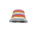 Women colorful striped knit bucket hat, handmade crochet autumn winter warm fisherman hat - M (56-58cm) / Vibrant Stripes - Gray White