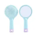 Portable dual-sided hair brush with mirror, light blue plastic massage comb for daily grooming. - 150*75mm / Blue