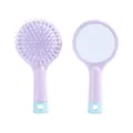 Round plastic massage hairbrush with mirror, light purple variant for daily use. - 150*75mm / Purple