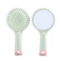 Plastic massage hair brush with mirror double sided compact cosmetic pocket comb green - 150*75mm / Green